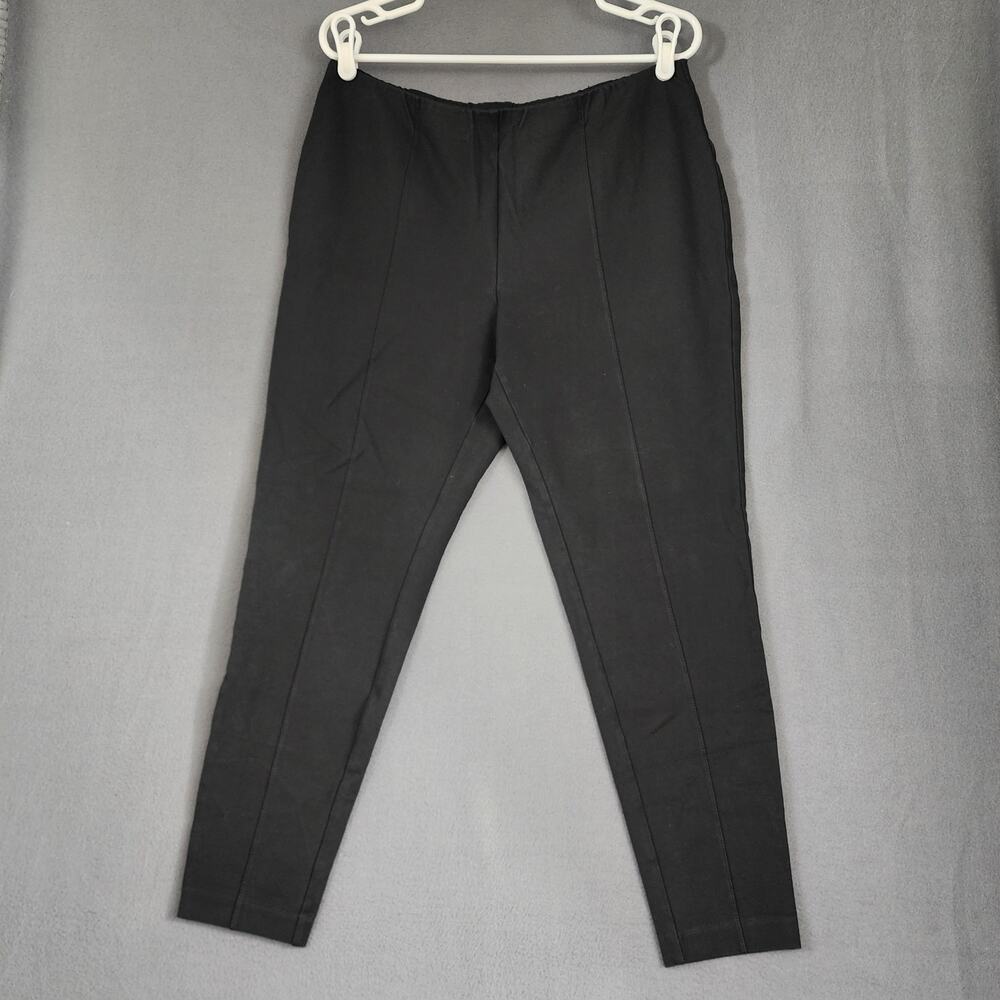 J. Jill Women Pants Large Black Ponte Leggings 4 Way Stretch Ankle Capri Pull On